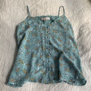 LOFT floral patterned teal tank